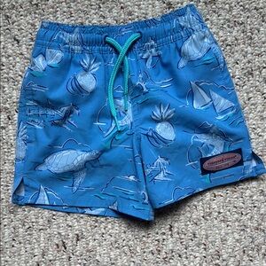 Vineyard Vines Blue Swim Shorts with Sea Turtle Print